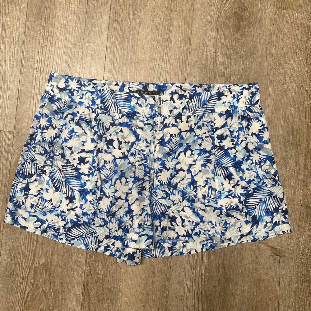 Theory floral silk shorts